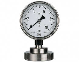 l1-man-r.png: Manometer s Bourd.  trubicou a oddelovacom pre chemický priemysel  MAN-R