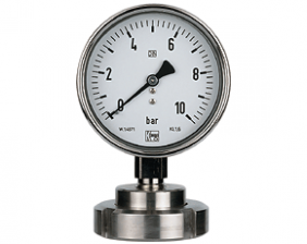 l1-man-r.png: Chemiemanometer met bourdonbuis en scheidingsmembraan MAN-R