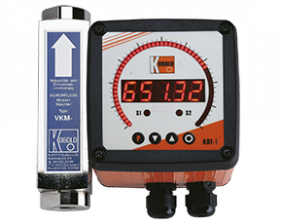 vkm-adi-1-durchfluss.png: Viscosity Compensated Flow Meter / Switch - All Metal VKM with ADI